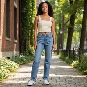 Wild Fable Cream Sleeveless Crop Top